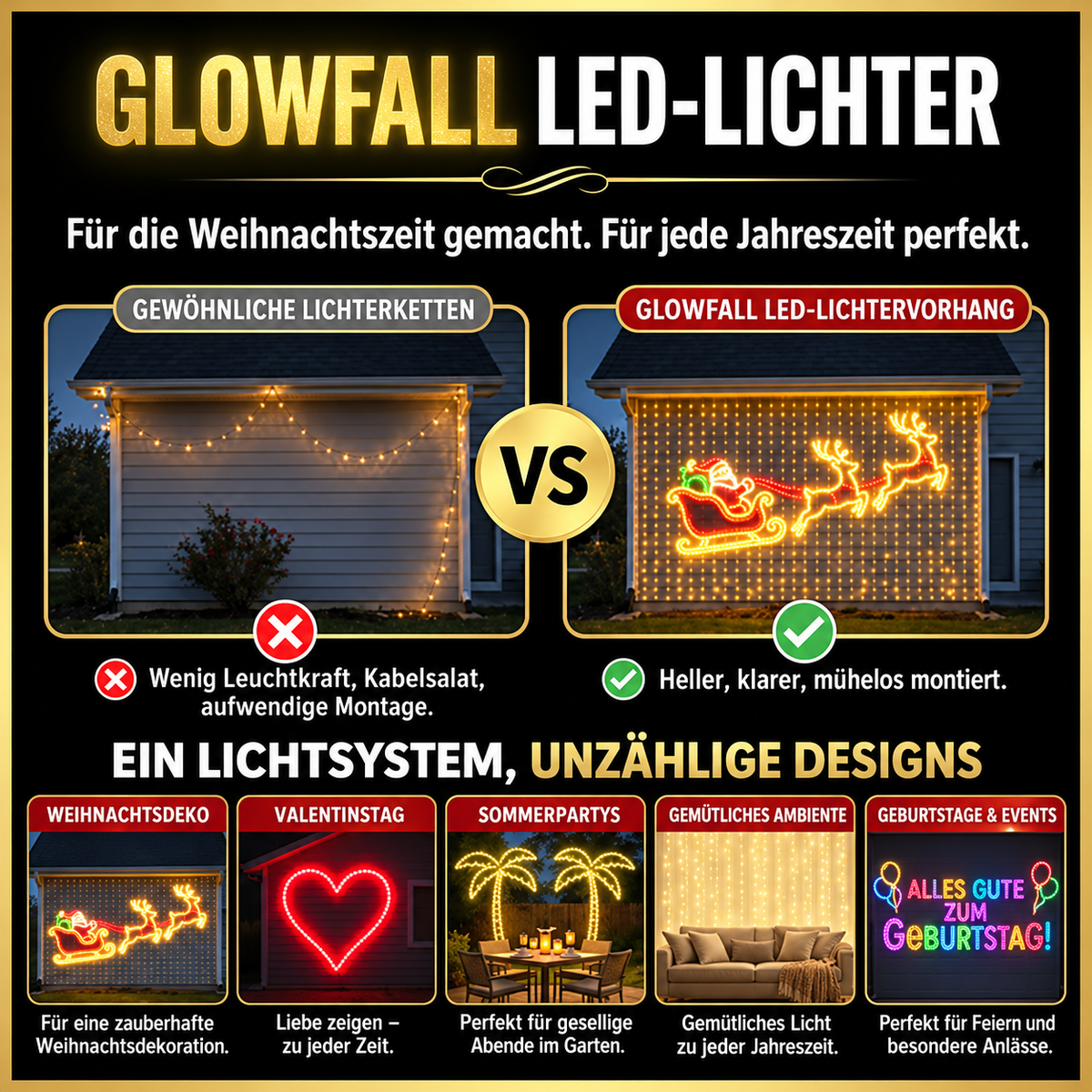 🍁💖Intelligente RGB-LED-Lichterkette | 🧱 Deine festliche Lichtshow – steuerbar per Smartphone
