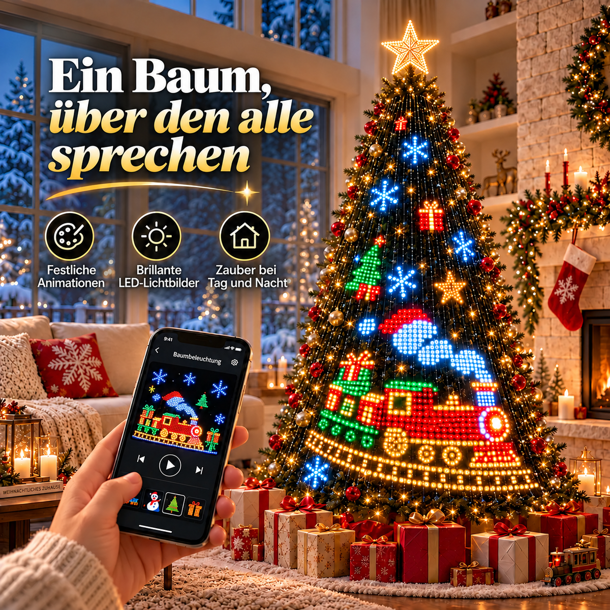 🍁💖Intelligente RGB-LED-Lichterkette | 🧱 Deine festliche Lichtshow – steuerbar per Smartphone