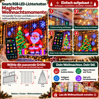 🍁💖Intelligente RGB-LED-Lichterkette | 🧱 Deine festliche Lichtshow – steuerbar per Smartphone
