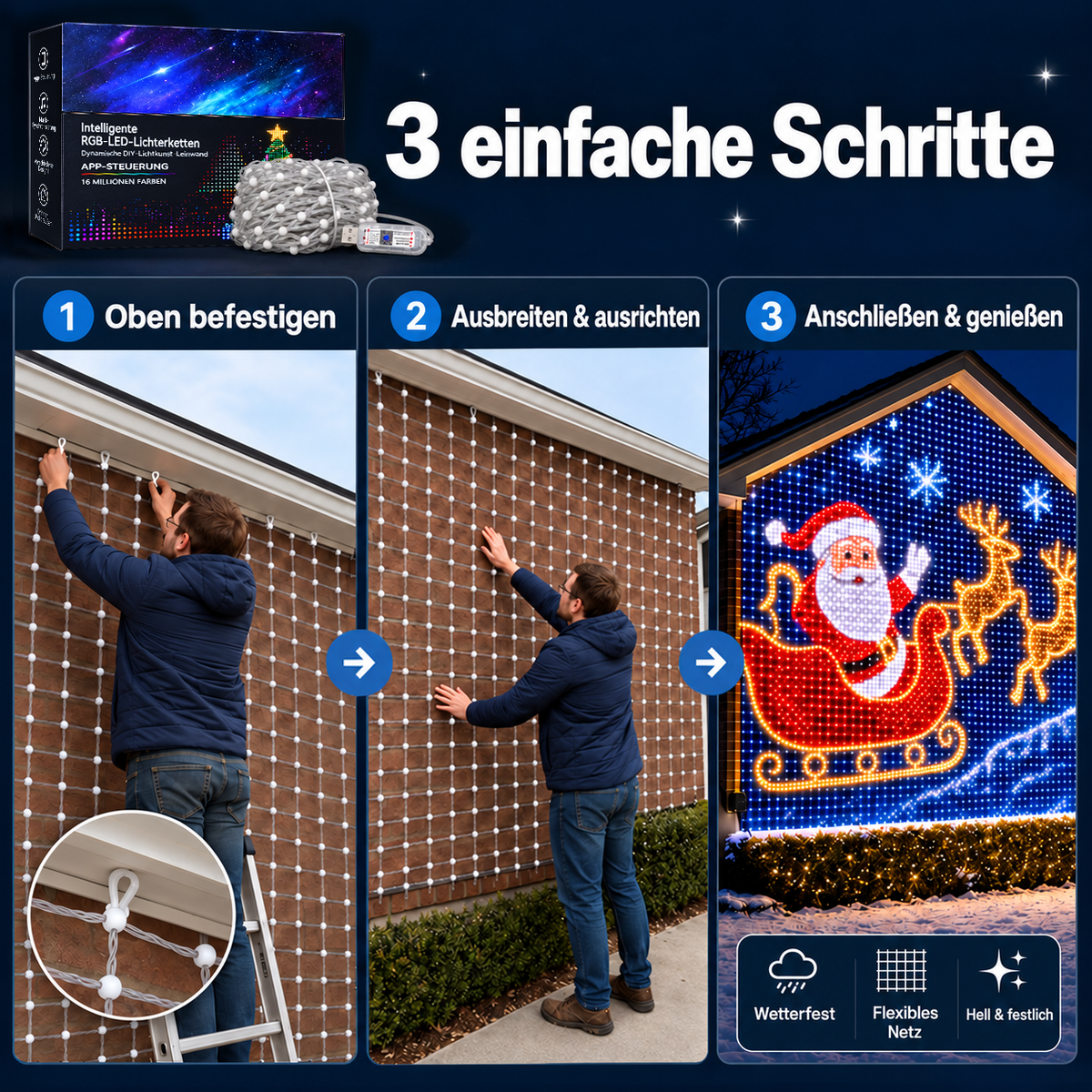 🍁💖Intelligente RGB-LED-Lichterkette | 🧱 Deine festliche Lichtshow – steuerbar per Smartphone